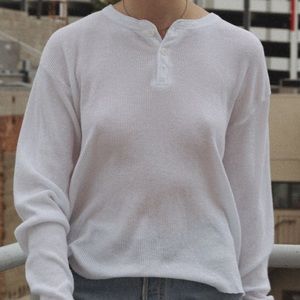 Brandy Melville Button Down Waffle Long-Sleeve